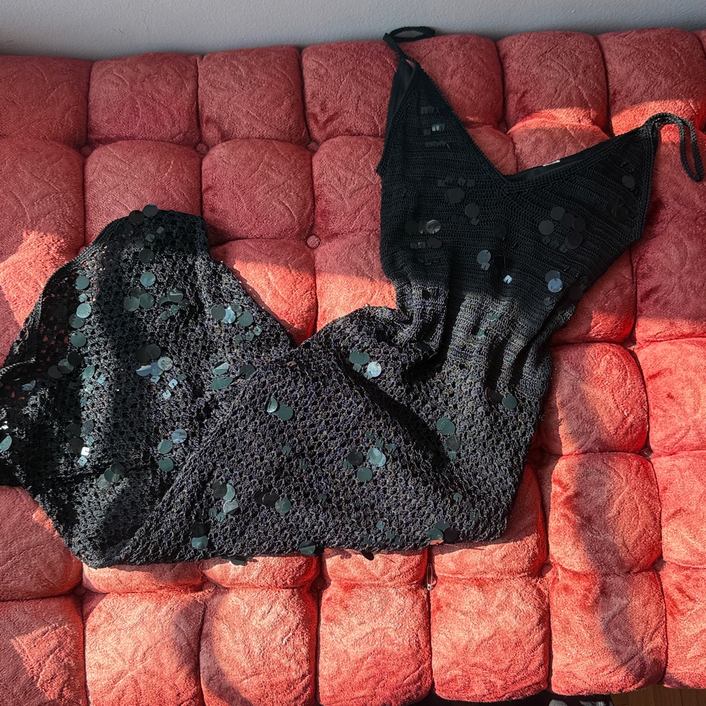 Allen B By Allen Schwartz Black Sequin Chemise Allen B By Allen Schwartz Black Sequin Chemise